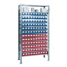 Steck-Grundregal H2000xB1000xT400mm 12 Böden Lagerboxen 60xGr.3 blau 60xGr.3 rot