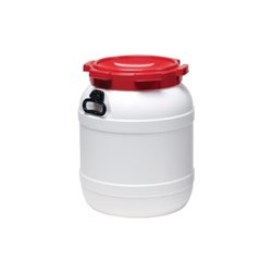 Weithalsfass weiß Deckel rot 55l D.410xH.518mm Einfüllöffnung-D.282mm