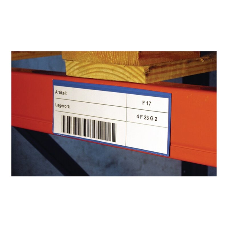 Etikettentaschen blau B210xH80mm VDA-Norm magnetisch Karton