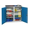 Werkzeug-/Beistellschrank H1000xB1000xT500mm 2 Schubl.,4 BD lichtgrau/signalblau