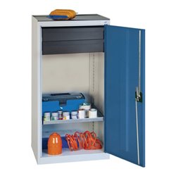 Werkzeug-/Beistellschrank H1000xB500xT500mm 2Schubl.,1BD grau/blau STUMPF
