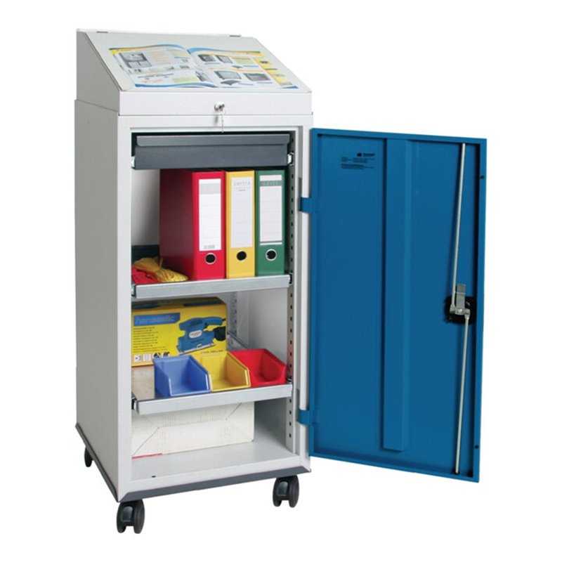 Werkzeugschrankset m.Pultaufsatz H1310xB500xT500mm lichtgrau/signalblau