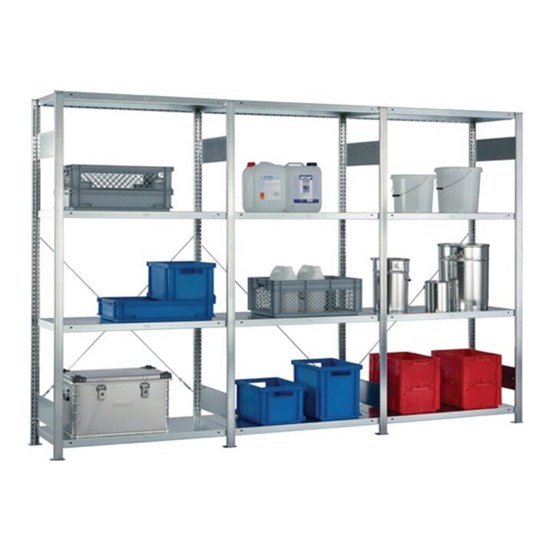 Steckregal H2000xB3000xT400mm Grund-/Anbaur.verz.12Stahlb.Trgf150kg Feldl.1650kg