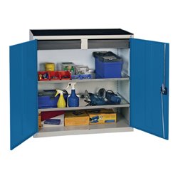 Werkzeug-/Beistellschrank H1000xB1000xT500mm 2Schubl.2BD grau/blau STUMPF