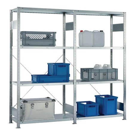 Steckregal H2000xB2000xT400mm Grund-/Anbaur.verz.8 Stahlb.Trgf.150kg Feldl.900kg