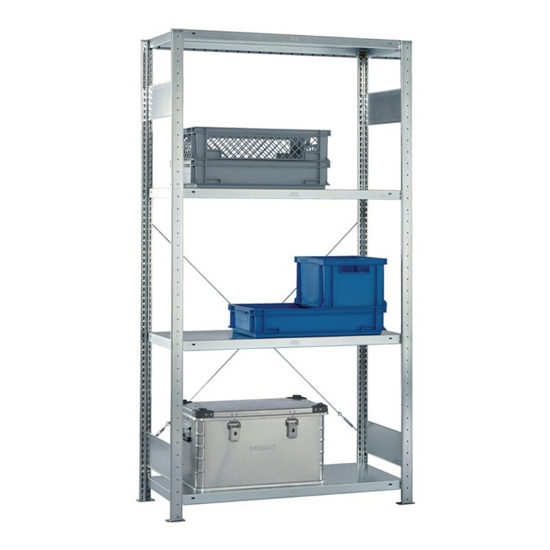 Meta Steckregal Grund verz. H2000xB1000xT300mm 4 Böden Trgf.150kg/p.Boden Feldl.900kg