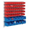 Sichtlagerkastenset H1000xB1010mm m. 7 Schienen m.Kästen 45xMK5 rot 12xMK4 blau