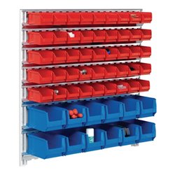 Sichtlagerkastenset H1000xB1010mm m.8 Schienen m.Kästen 72xMK5 rot