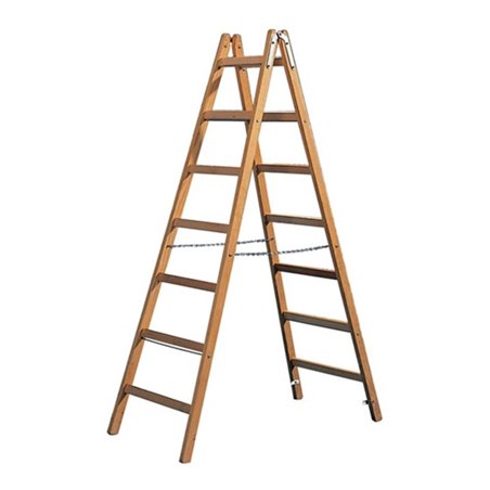 Sprossenstehleiter Holz 2x7 Sprossen Leiter-L.2060mm/äußere B.560mm Trgf.150kg