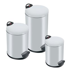 Tretabfallsammler 4l Stahlblech, weiß H.280xD.180mm mit verz. Inneneimer