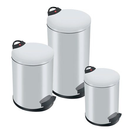 Tretabfallsammler 4l Stahlblech, weiß H.280xD.180mm mit verz. Inneneimer
