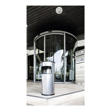 Durable Papierkorb metall mit Ascher Silber 17l