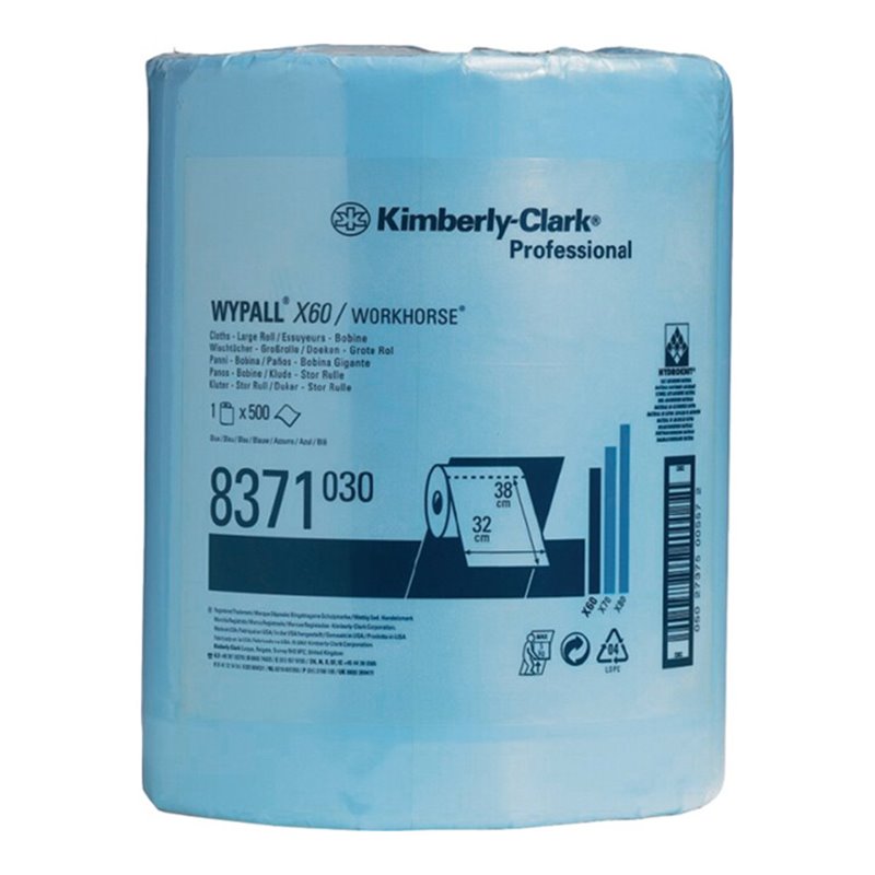 Wischtuch WYPALL X60 8371 L380xB315ca.mm blau 1-lagig,perforiert,geprägt
