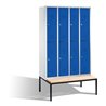 C+P Doppelstockspind Classic mit Sitzbank 8 Fächer Front Enzianblau Korpus Lichtgrau