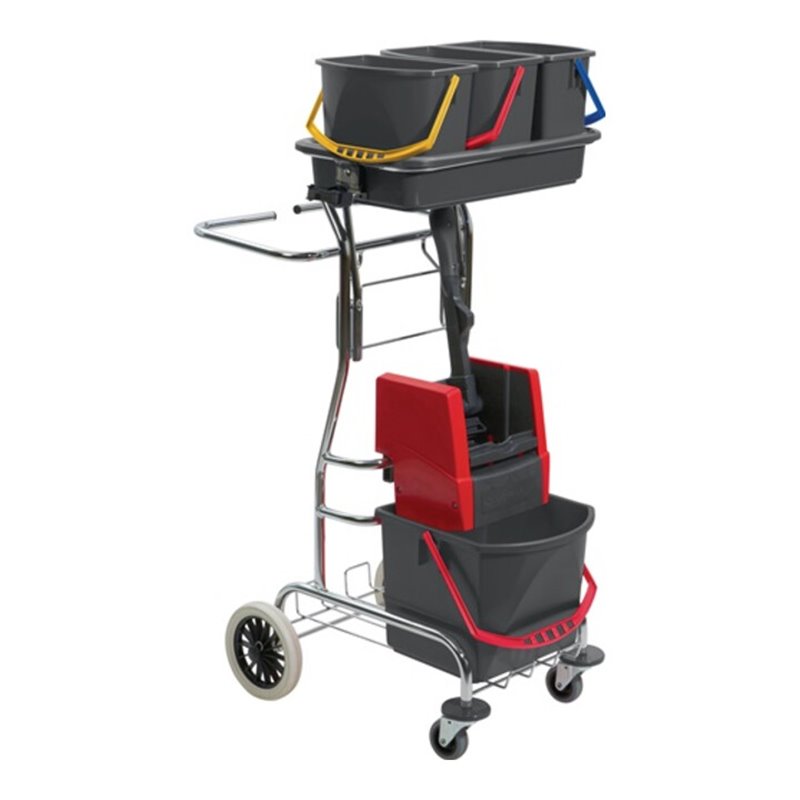 Vermop Reinigungswagenset Eimer 1x17l 3x6l u.Ku.-Presse m.Stiel/Halter /5 Mopps