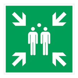 Rettungszeichen ASR A1.3/DIN EN ISO 7010 L400xB400mm Sammelstelle Alu.