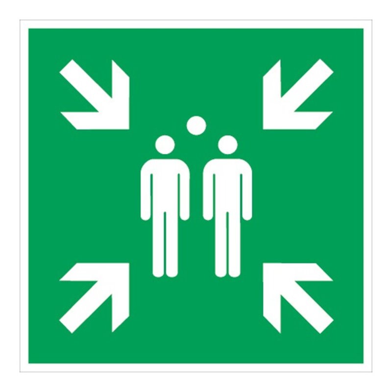 Rettungszeichen ASR A1.3/DIN EN ISO 7010 L400xB400mm Sammelstelle Alu.