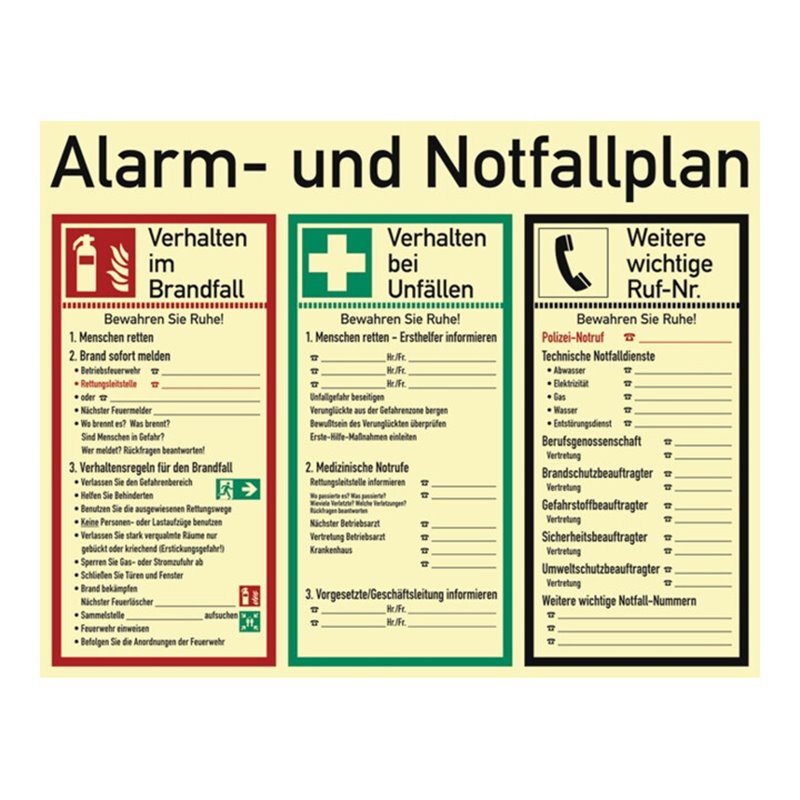 Alarm-/Notfallplan ASR A1.3/DIN EN ISO 7010/DIN 67510 L620xB480mm Ku.