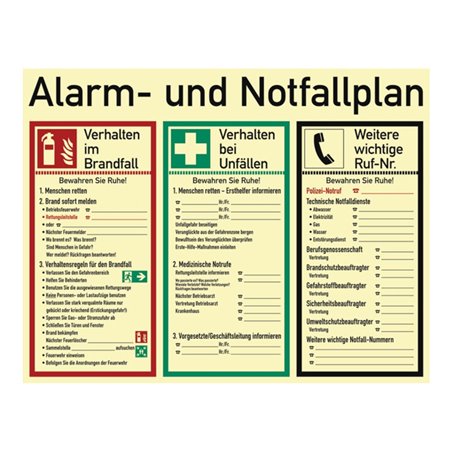 Alarm-/Notfallplan ASR A1.3/DIN EN ISO 7010/DIN 67510 L620xB480mm Ku.