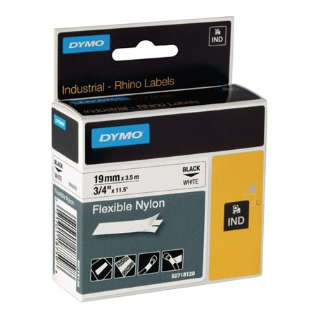 Dymo Schriftband B.19mm/L.3,5m flexibles Nylon schwarz auf weiß