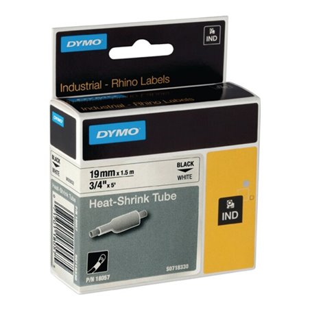 Dymo Schriftband B.19mm L.1,5m Schrumpfschlauch schwarz auf weiß