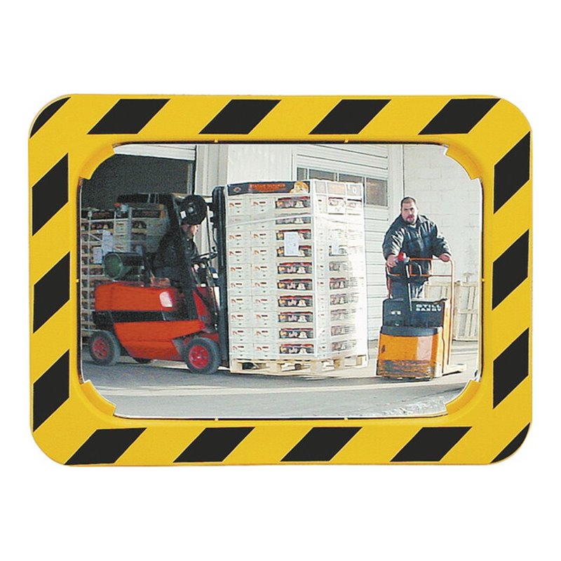 SPL Verkehrsspiegel H600xB800mm Ku.gelb/schwarz m.Halterung innen/außen