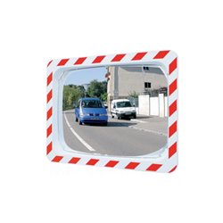 SPL Verkehrsspiegel H400xB600mm Kunststoff,rot/weiss f.2 Richtungen 9m