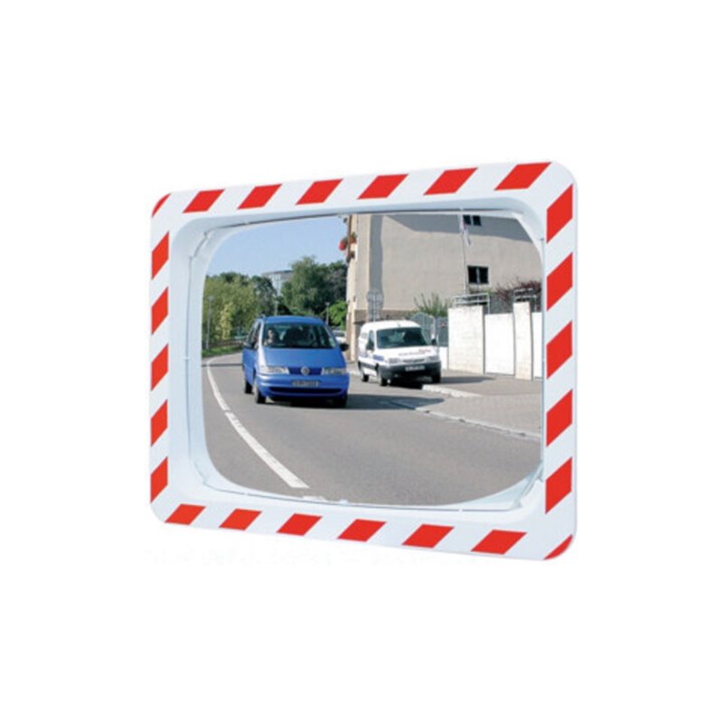 SPL Verkehrsspiegel H400xB600mm Kunststoff,rot/weiss f.2 Richtungen 9m