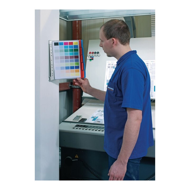 Durable Wandhalter m.10 Sichttafeln aus Hartfolie DINA4 Stahlblech ku.-beschichtet