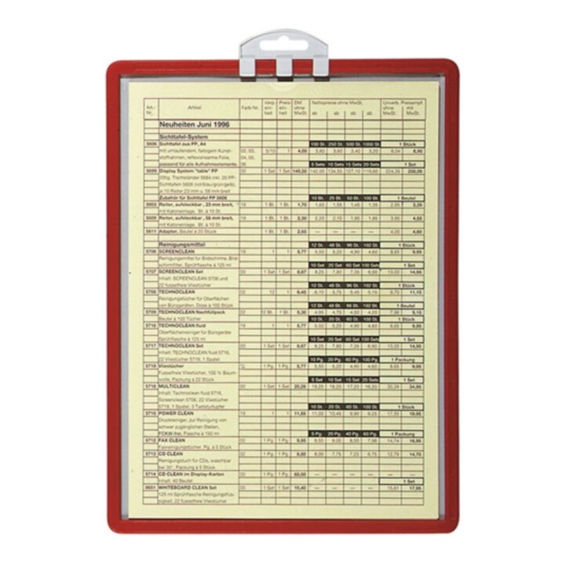 Durable Infotafel DIN A4 mProfilrahmen rot zAufhängen
