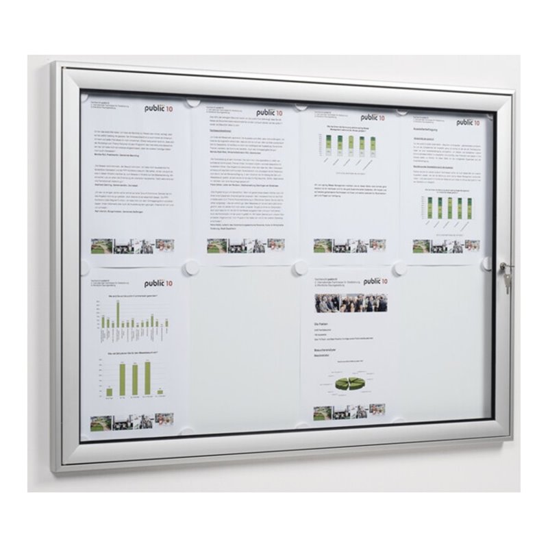 WSM Drehtürschaukasten 8xDIN A4 B930xH680xT30mm ESG-Glasdrehtür Ecken abgerundet