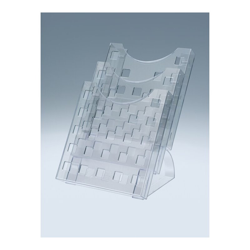 helit Tischprospekthalter 3Fächer f.DIN A4 hoch Ku. transparent freistehend