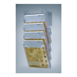 helit Wandprospekthalter 5Fächer DIN A4 hoch Ku. transparent Wandmontage