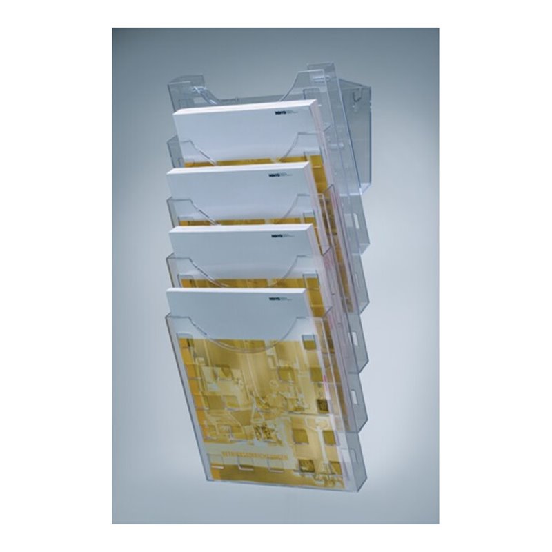 helit Wandprospekthalter 5Fächer DIN A4 hoch Ku. transparent Wandmontage