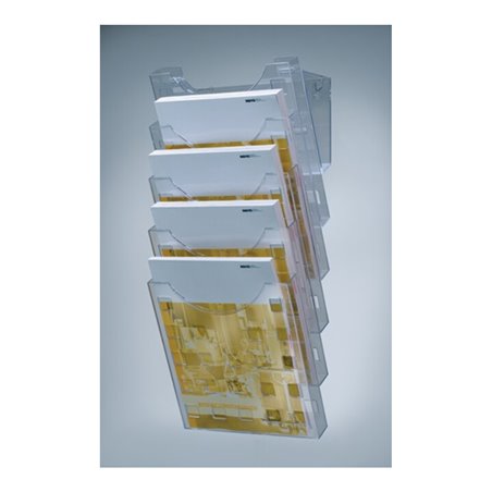 helit Wandprospekthalter 5Fächer DIN A4 hoch Ku. transparent Wandmontage