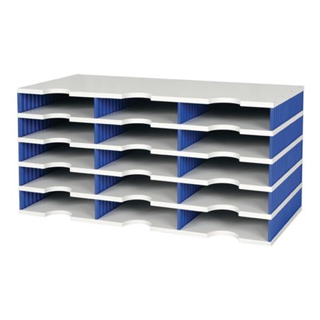 Sortierablage Trio 15 Fächer H363xB723xT331mm Polystyrol grau/blau STYRO