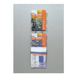 Prospekthalter 6 Fächer DIN A4 f.Wandbefestigung H774xB235xT75mm Draht silber