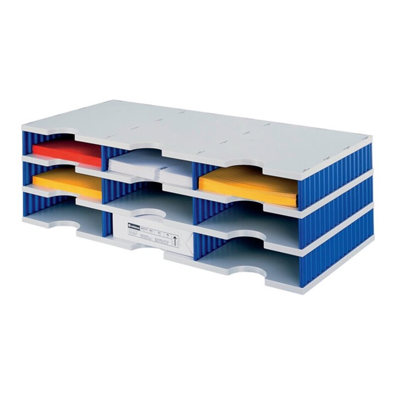 Sortierablage Trio 9 Fächer H223xB723xT331mm Polystyrol grau/blau STYRO