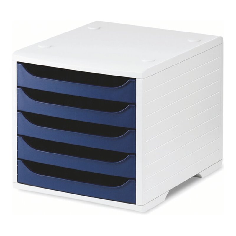 Ablagebox 5 Schubl.grau/blau Ku.H255xB270xT340mm STYRO