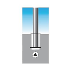 Sperrpfosten STA rot-weiß D.76mm Mit Dreikantschloss u.Bodenhülse m.Spitzkappe