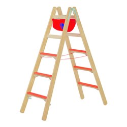 Hymer Holz-Tiefsprossenstehleiter, beidseitig begehbar, 2x4 Sprossen