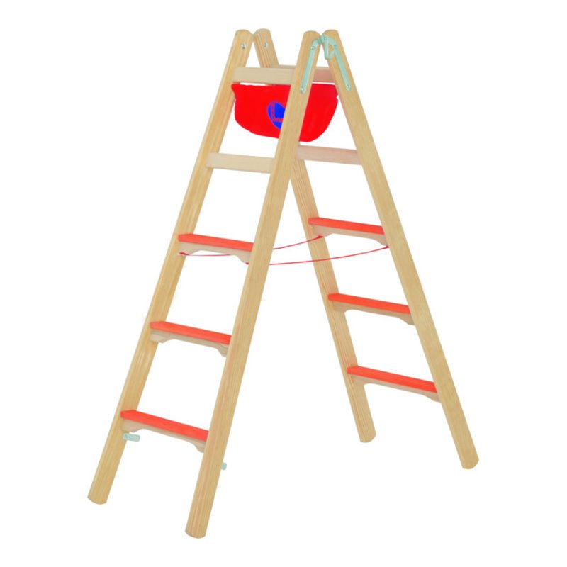 Hymer Holz-Tiefsprossenstehleiter, beidseitig begehbar, 2x4 Sprossen