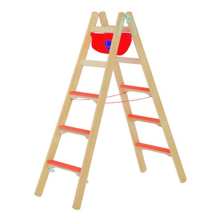 Hymer Holz-Tiefsprossenstehleiter, beidseitig begehbar, 2x4 Sprossen