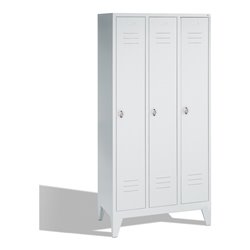 C+P Umkleidespind Classic auf Füßen, 3 Abteile, H1850xB900xT500mm Front Lichtgrau Korpus Lichtgrau