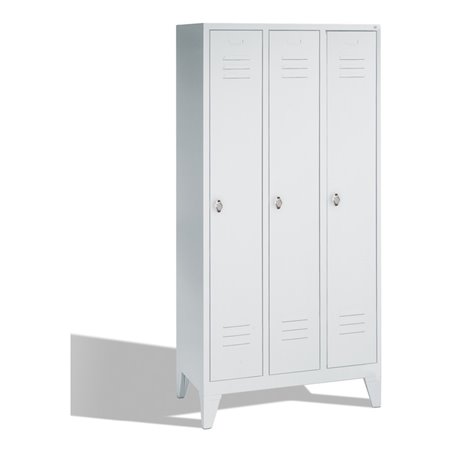 C+P Umkleidespind Classic auf Füßen, 3 Abteile, H1850xB900xT500mm Front Lichtgrau Korpus Lichtgrau