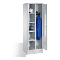 C+P Wäsche-Spind Classic auf Sockel, 2 Abteile, H1850xB610xT500mm Front Lichtgrau Korpus Lichtgrau