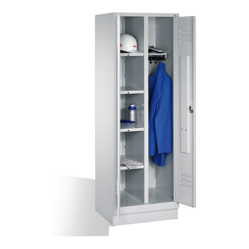 C+P Wäsche-Spind Classic auf Sockel, 2 Abteile, H1850xB610xT500mm Front Lichtgrau Korpus Lichtgrau