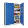 Flügeltürenschrank, Vollblechtüren, 4 verzinkte Böden, BxTxH 1200x600x1950 mm, Korpus und Front RAL  5015 himmelblau