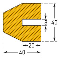 Moravia Prallschutz MORION Trapez Profilschutz 40 x 40 x 8 mm Länge 1000 mm schwarz / gelb