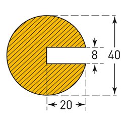 Moravia Prallschutz MORION Kreis Profilschutz 40 x 40 x 8 mm Länge 1000 mm gelb/schwarz